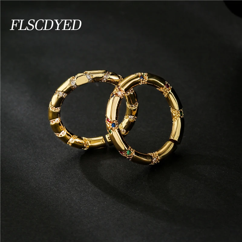 Flscокрашенные кольца из 18-каратного золота для женщин блестящие - Цена: 