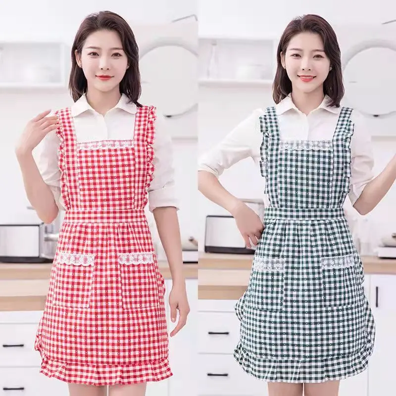 

Household kitchen baking barbecue picnic apron cooking vest coverall strap apron kitchen cotton lovely princess double layer