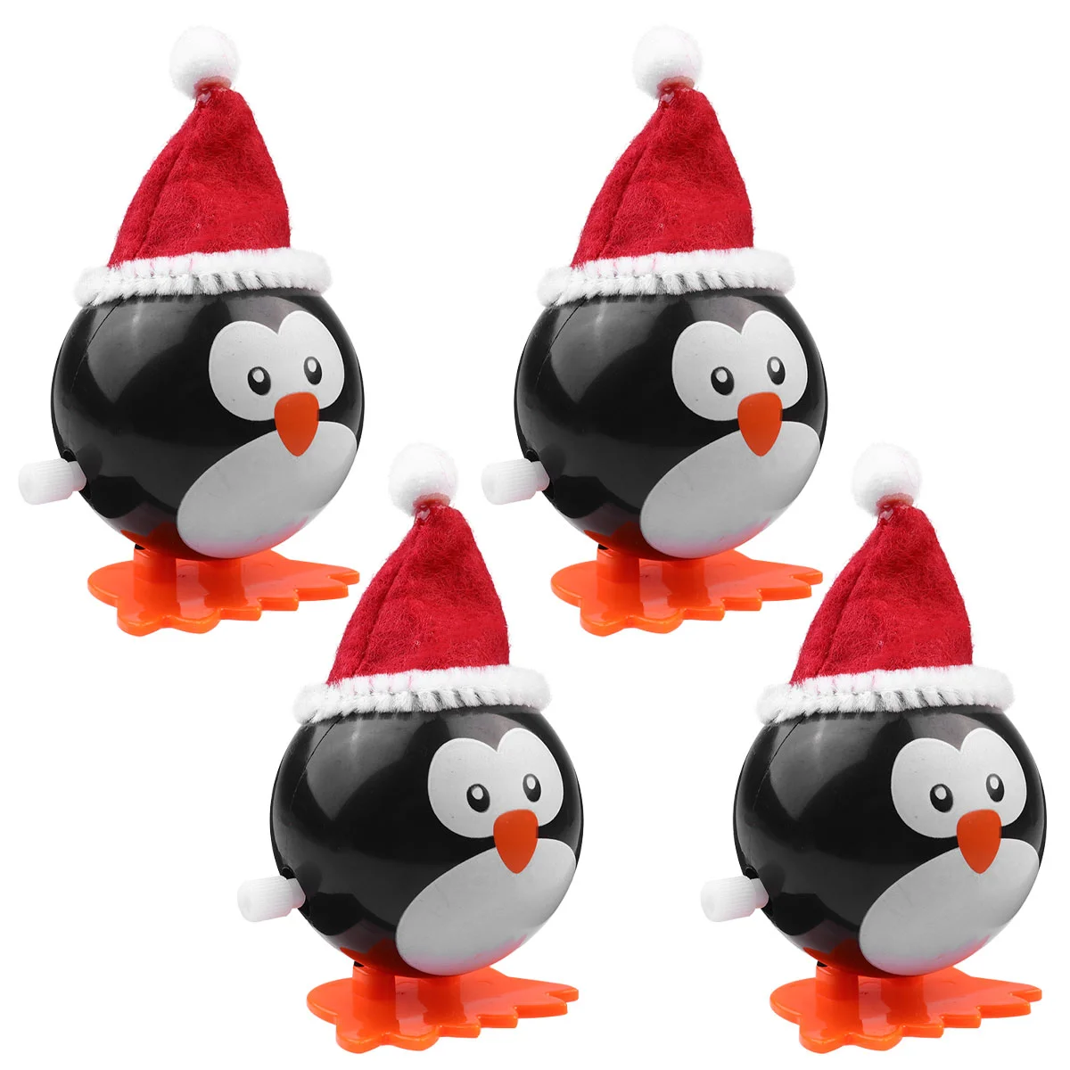 

4Pcs Christmas Clockwork Penguin Toy Kids Toy Wind Up Toy with Red Hat (Black)