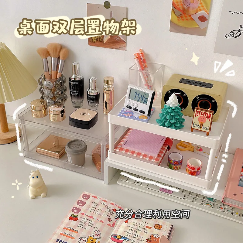 

Xiaohongshu Simple Ins Style Desktop Storage Shelf Student Desktop Heightening Rack Cosmetics Stationery Sundries Storage Shelf