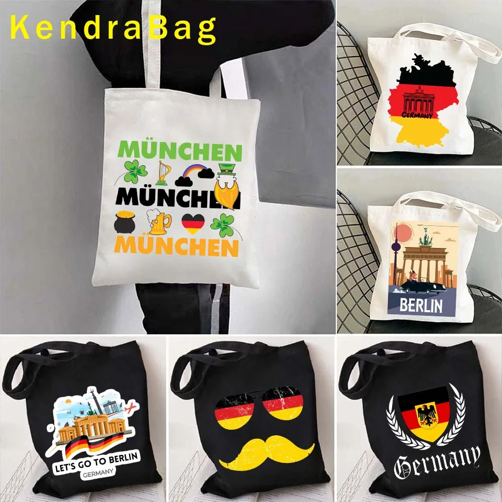 

Дорожные сумки-тоуты с немецким флагом, Берлинским медведем, бренденбургскими воротами, подарки, статуя Баварской Германии, немецкие сумочки на Октоберфест