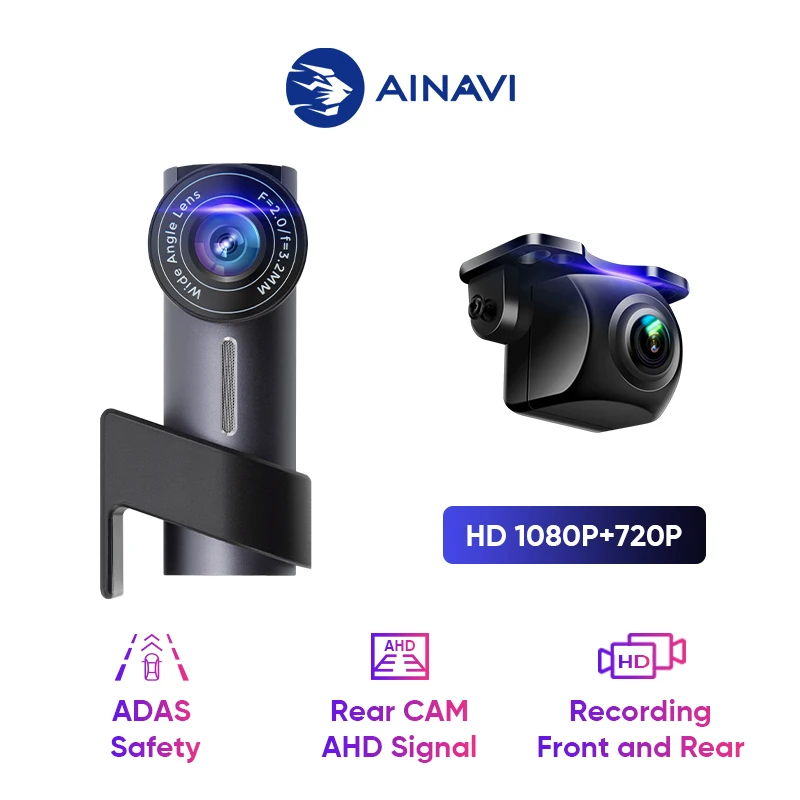 Автомобильный видеорегистратор Ainavi с USB, HD 1080P, ADAS, DVR для Android, мультимедийный плеер, ночное видение, G-датчик, широкий угол