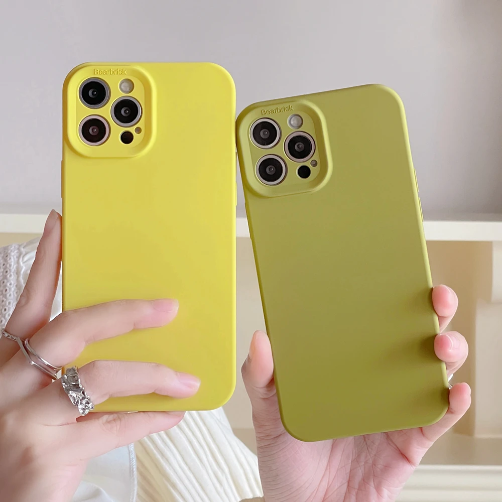 

Lemon Yellow Green Matte Soft TPU Silicone Phone Case for iPhone 14 Plus 12 13 11 Pro X Xs Max XR Camera Protection Bumper Cover