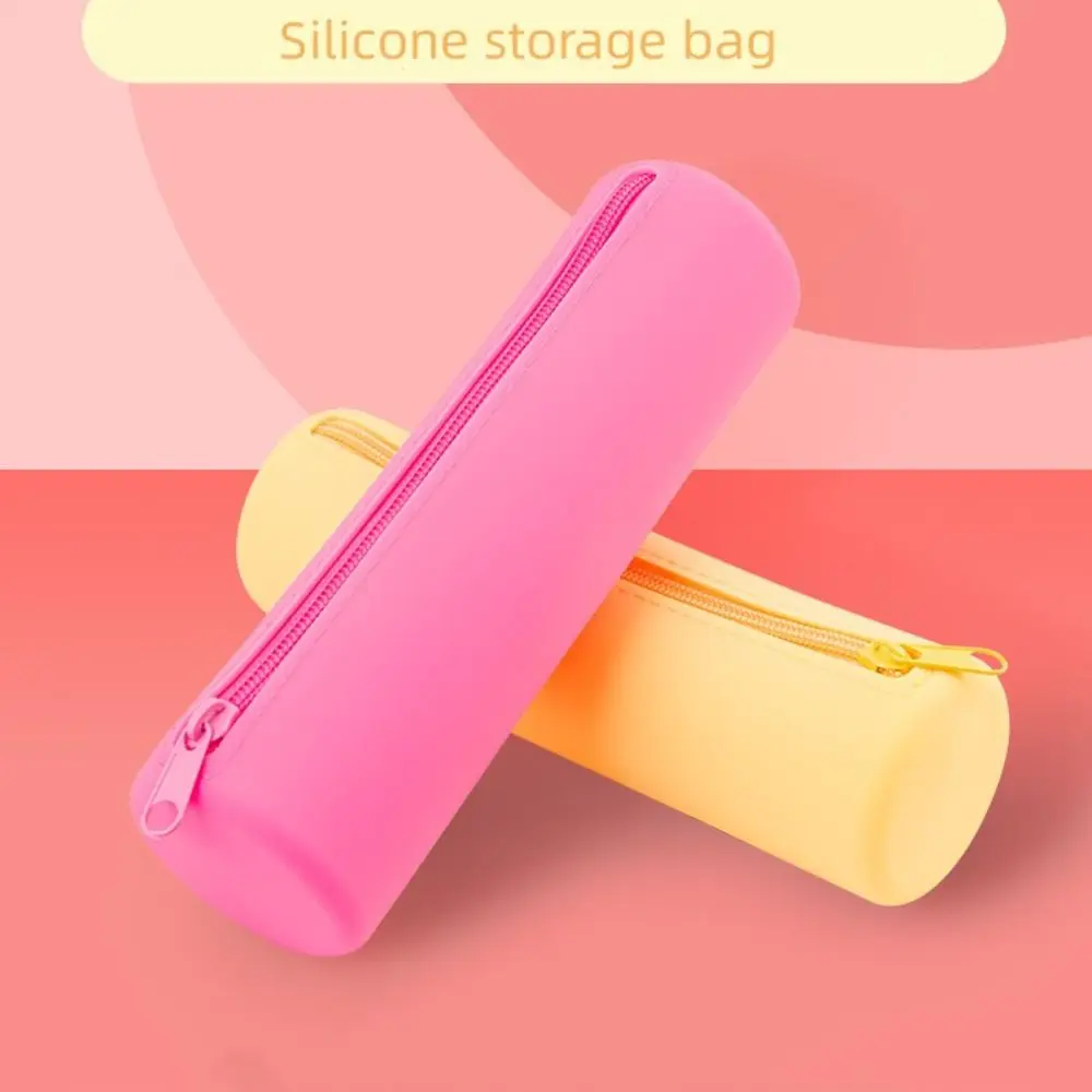 

Waterproof Pencil Bag Portable Large Capacity Silicone Pencil Case Solid Color Cosmetic Storage Bag Travel