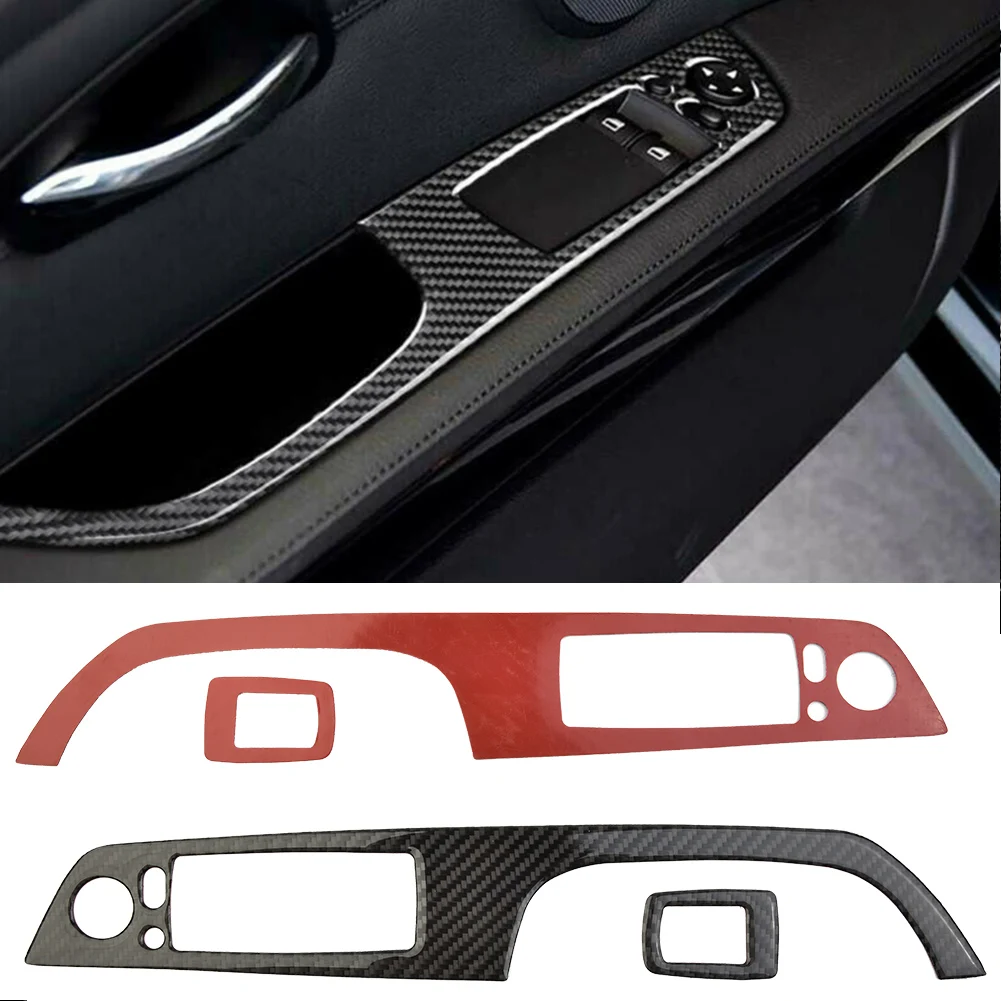 

2Pcs Durable Carbon Fiber Door Casement Lift Switch Cover Trim For BMW 3 Series E92 Coupe Door Window Switch Trims