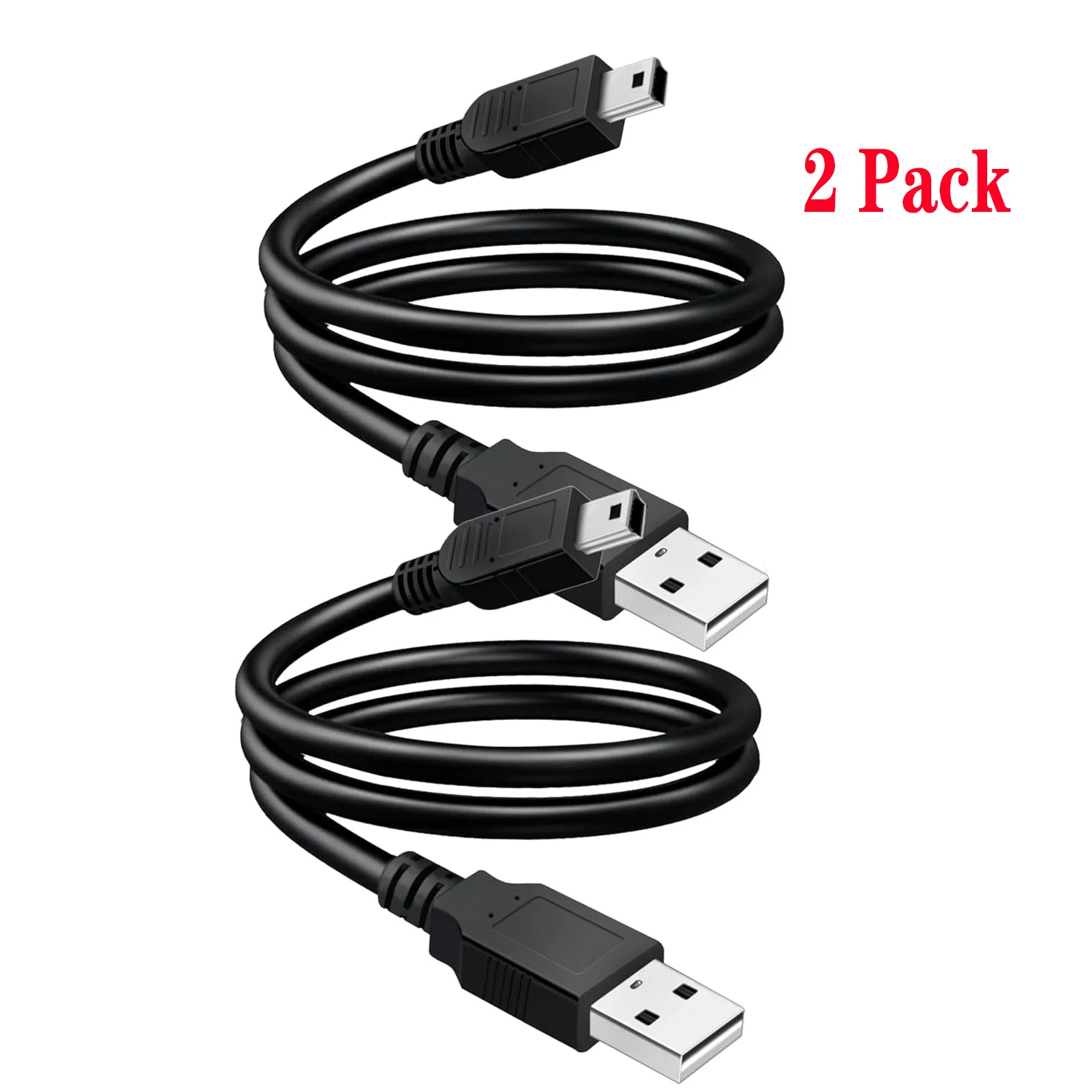 Фото 2 шт. мини-USB-кабели, стандартный USB 2.0 кабель-переходник Mini B (штекер) для зарядки, совместимый с игровыми контроллерами, MP3-плеерами, цифровыми камерами №1