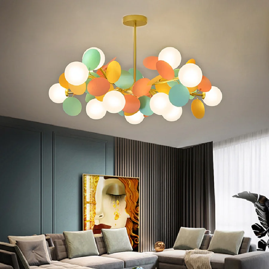 

Скандинавская Люстра для гостиной, креативный художественный цвет, волшебная фотолюстра, Современная Минималистичная атмосфера, люстра дл...