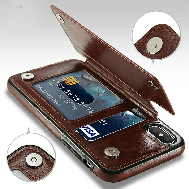 Retro PU Flip Leather Case For iPhone 14 Plus 13 12 11 Pro Max SE 2022 2020 X XR XS Max Multi Card Holder Case Cover