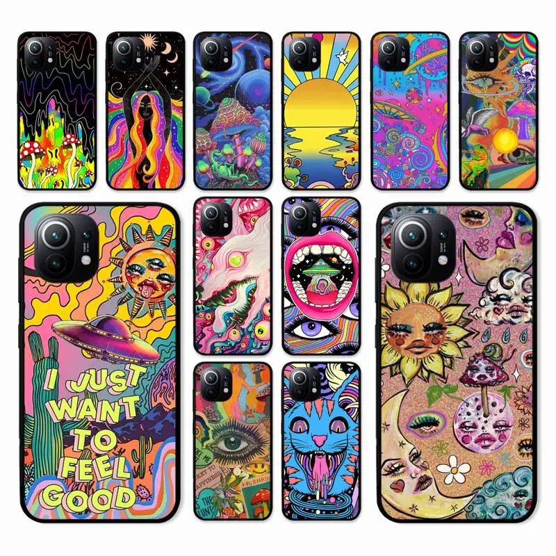 

Colourful Psychedelic Trippy Art Phone Case for Xiaomi mi 5 6 8 9 10 lite pro SE Mix 2s 3 F1 Max2 3 coque