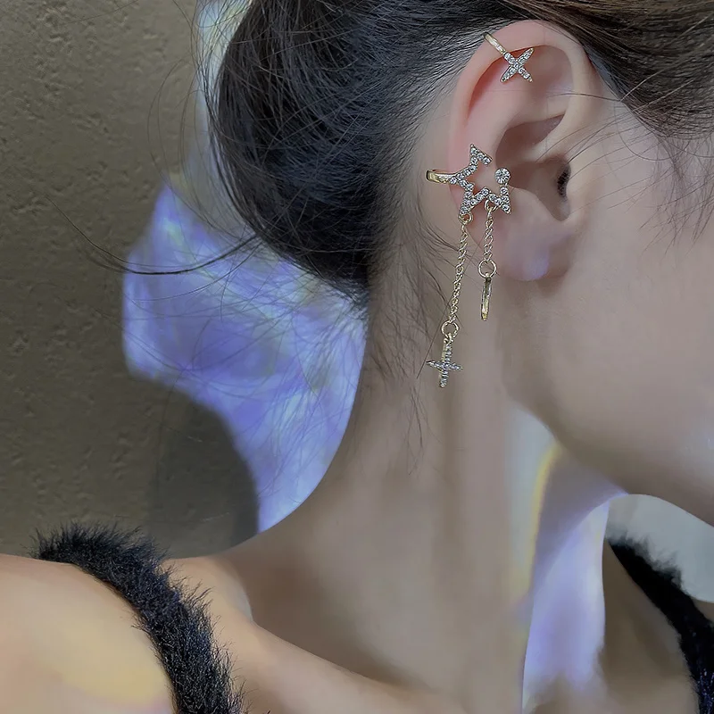 Новинка корейские Роскошные серьги-подвески с цирконом асимметричные серьги в