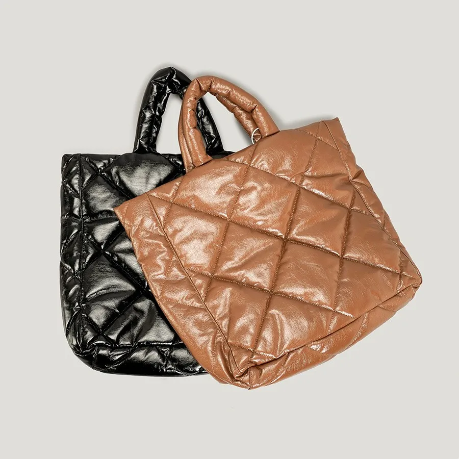 Solid Color Down Cotton Tote Bag Nylon Filled Women Handbag Ladies Shoulder Shopping Bags Luxury Designer Purses And Handbags Gg