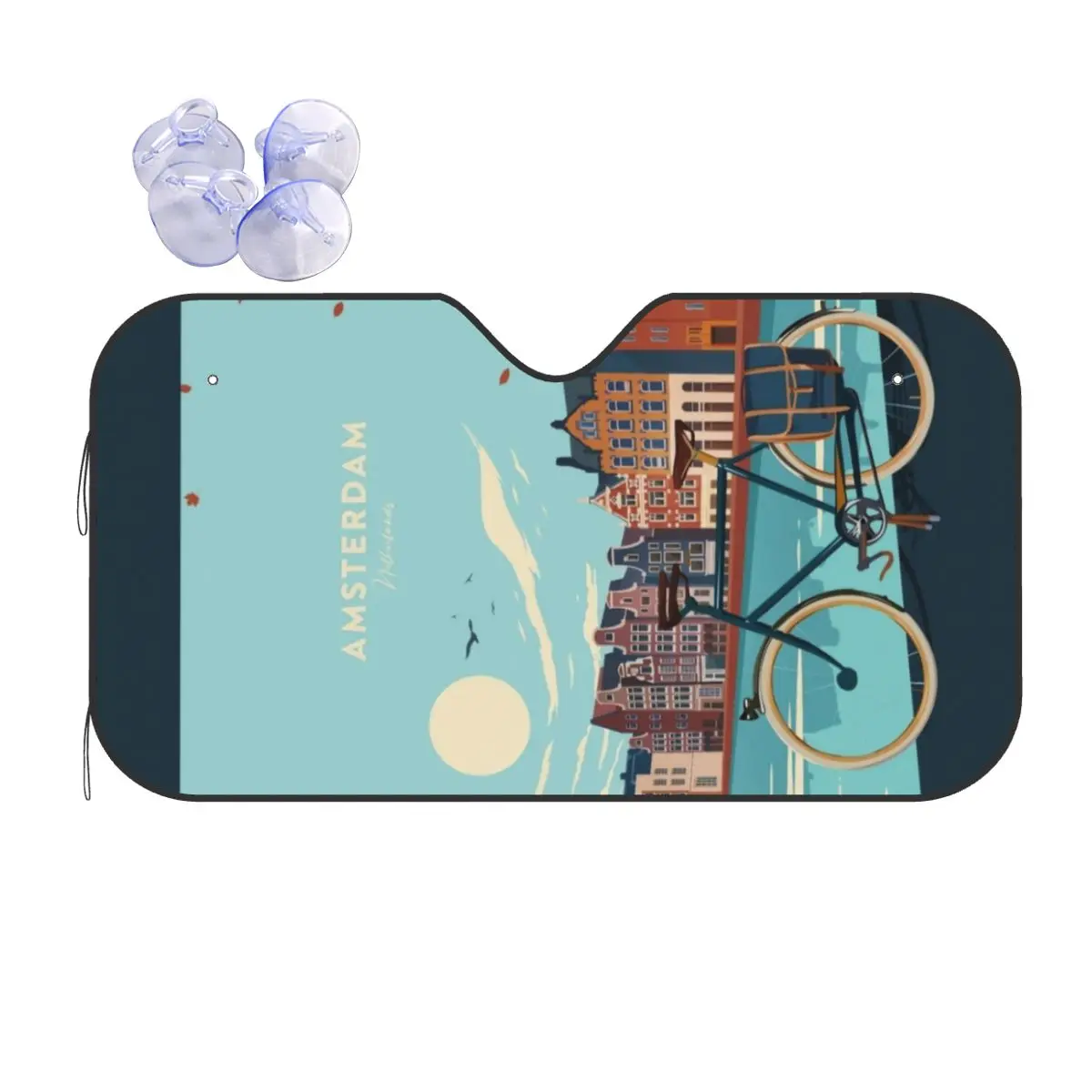 

Beautiful City Amsterdam Sunshade Windscreen Netherlands Novelty Car Front Windshield Car Sunshade Ice Shield Dust Protection