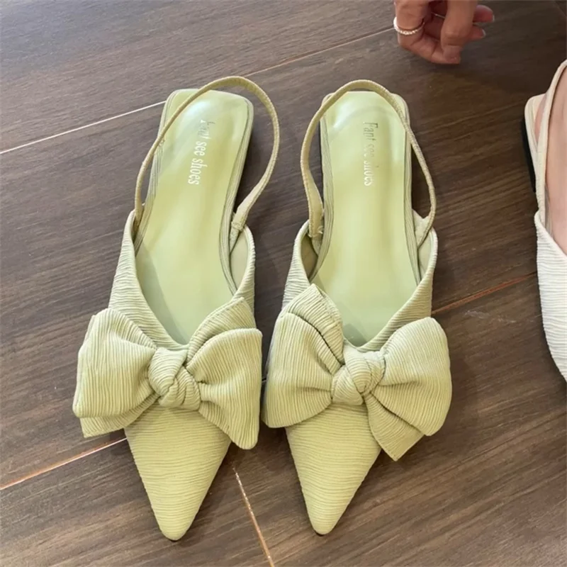 

Женские сандалии с острым носком и бантом, в стиле ретро