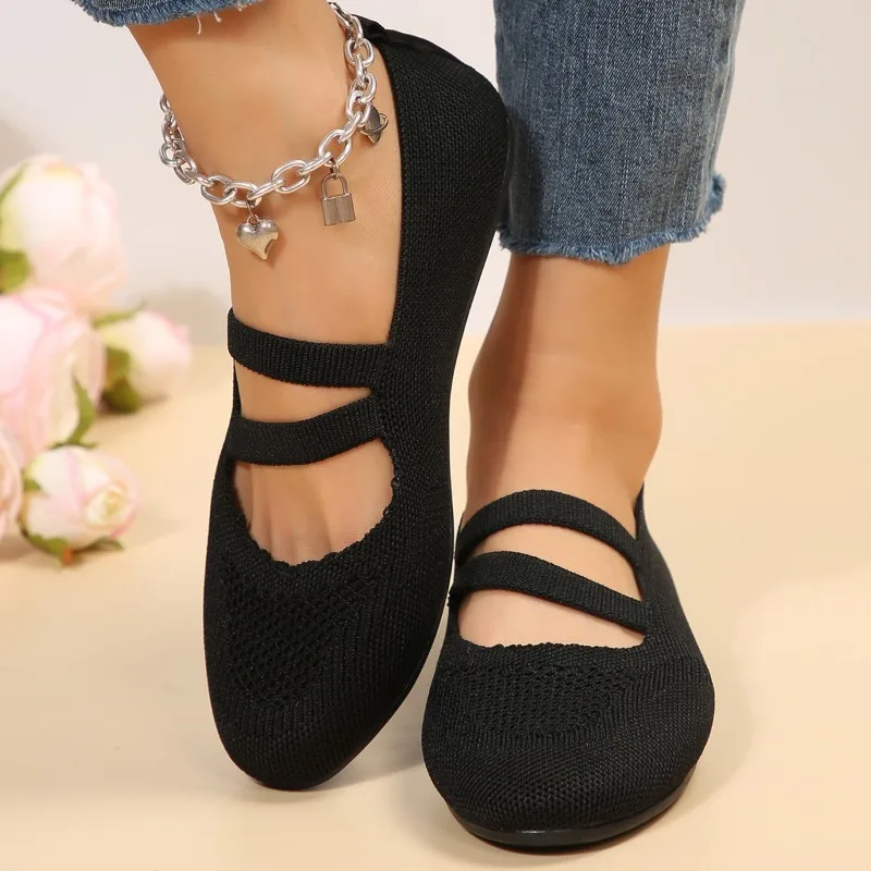 Модные Женские однотонные сетчатые туфли большого размера с круглым носком на