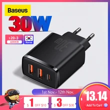 Baseus 30W USB Charger QC3.0 PD3.0 Type C PD Fast Charging 3 Ports Quick Phone Charger For iPhone14 13 12 Pro Max Xiaomi Samsung
