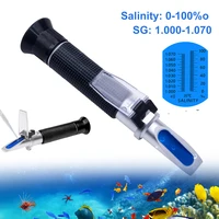 handheld salinity refractometer 0 100%e2%80%b0 1 000 1 070sg auto temp compensation salinity tester for seawater aqaurium fishkeeping