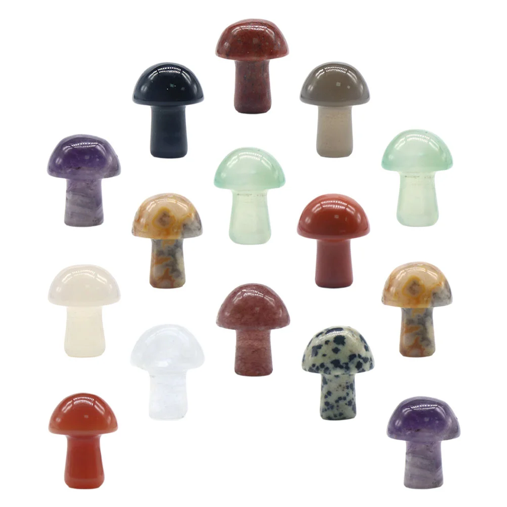 

15Pcs Mushroom Figurines Gemstone Mushroom Sculptures Flowerpot Mushroom Charms
