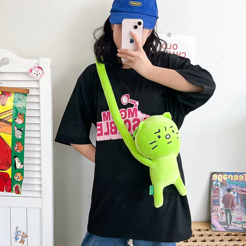 

Women cartoon cat plush funny shoulder bag 2022 girl new cute doll toy bag