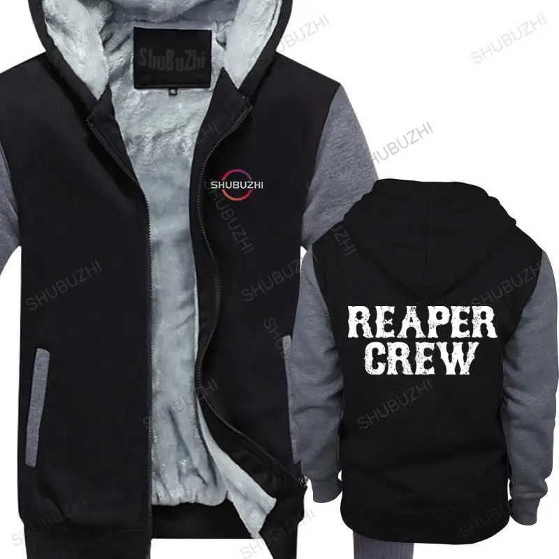 

Cotton hooded zipper Men Tops funny fleece hoody men novelty thick hoodie - Reaper Bigger Size Homme Black letter print hoody