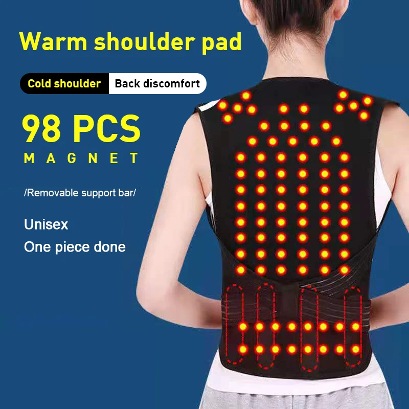 

98/68 Tourmaline Self-heating Brace Support Belt Back Posture Corrector Spine Back Shoulder Warming Camping Hiking Apparel