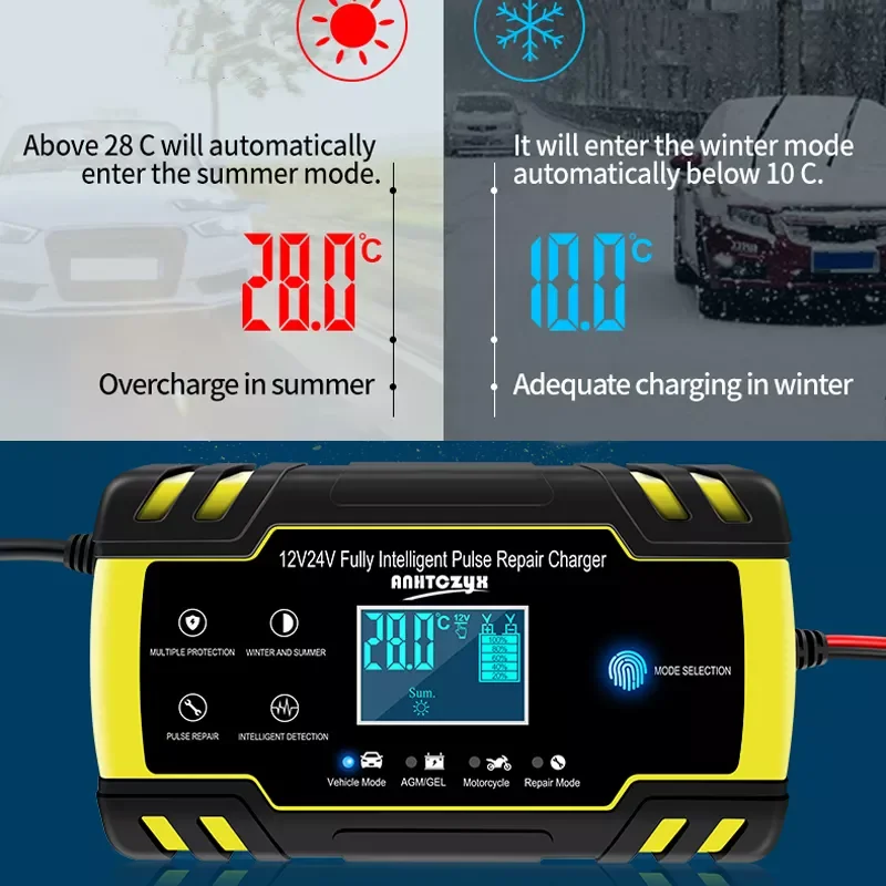 Полностью автоматические зарядные устройства для ремонта автомобиля 12-24 В 8 А