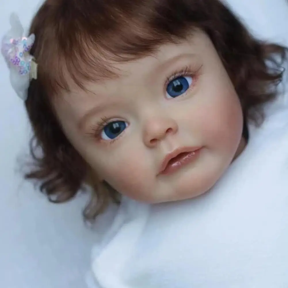 

60cm Top Quality Real Baby Size Reborn Sue-sue 3 Month Brown Rooted Hair Hand-detailed Tone 3d Skin Hand Painting L9i6