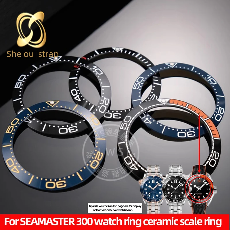 Scale CircleFor OMEGA SEAMASTER 300 Watchband With 38x30.7mm 40x31.6mm 42x34.4mm Watch Ring Ceramic