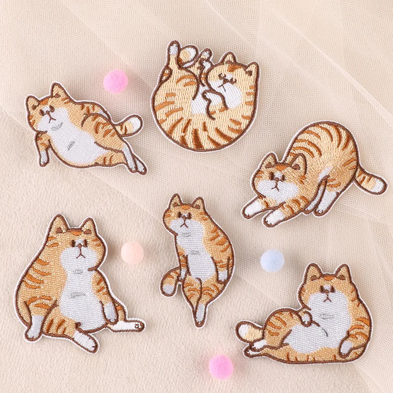 

Cartoon Animal Embroidery Patches on Clothes Iron-on Patch T-shirt Jacket Decoration Cat Badges Sticker Appliques for Clothing