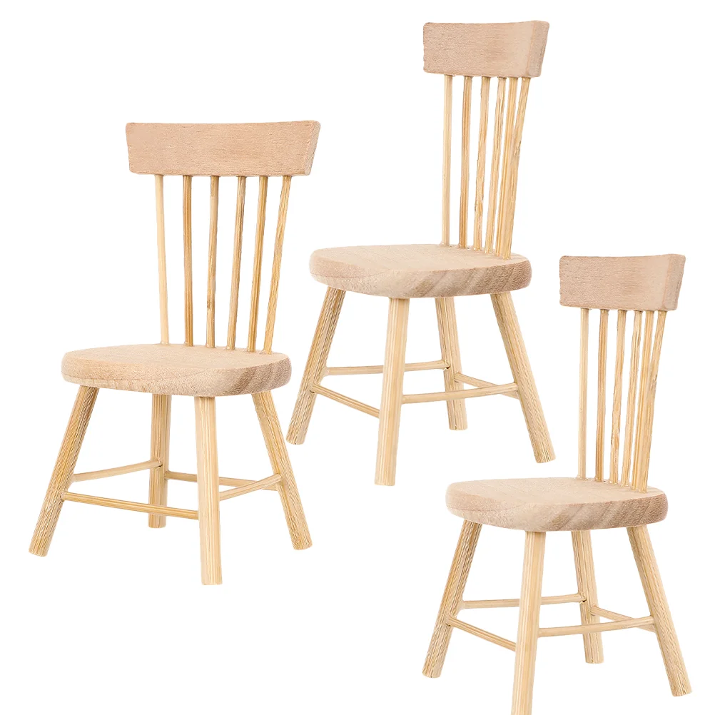 

Bench Wood Toy Furniture Accessory House Chairs Accessories For Toy Decor