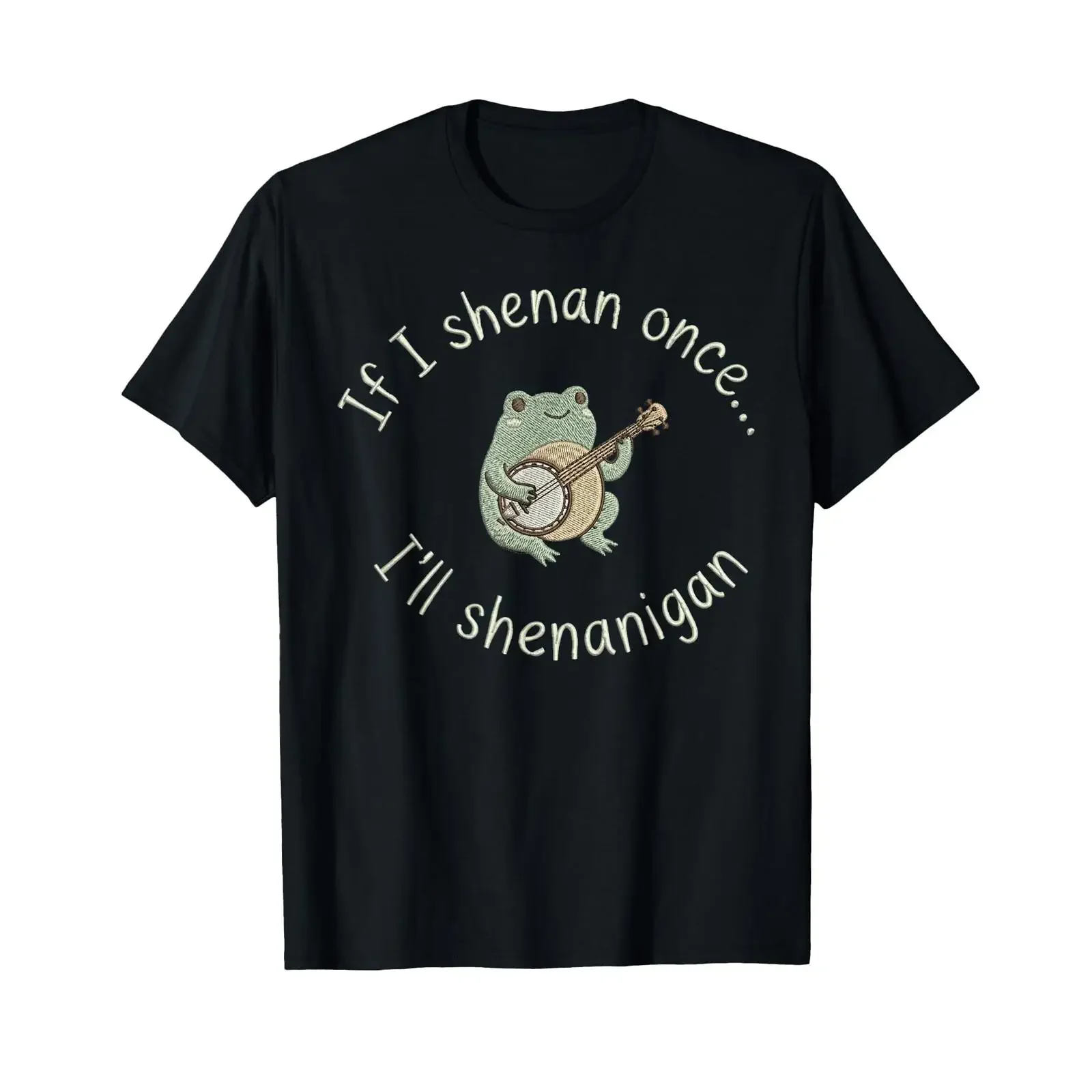 Фото Футболка с забавным принтом «Лягушка, если я однажды пошалю, я пошалю». Винтажная, слегка потертая, универсальная, в стиле стритвир, повседневная, стильная, мужская, мягкая. №1