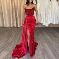 womens prom dress sexy v neck sleeveless mermaid evening dresses 2022 thigh slit draped backless sparkly sequin party dress