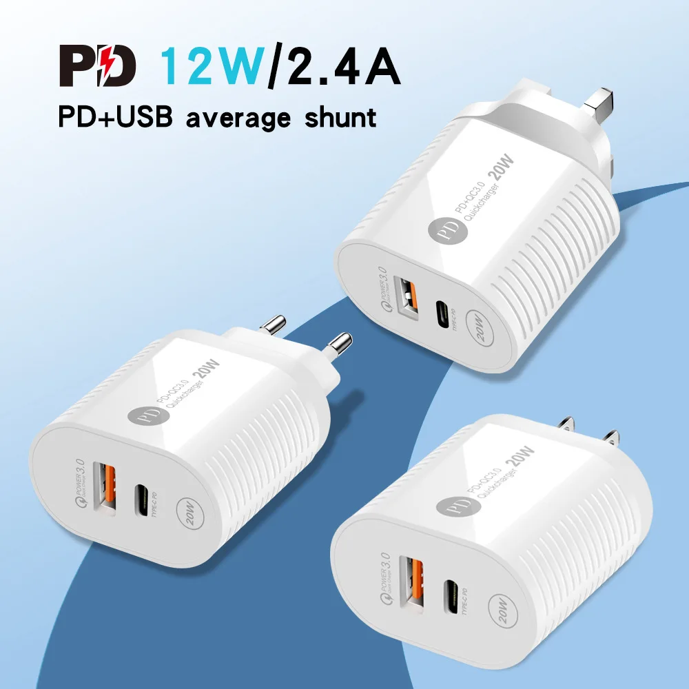 

12W PD USB Charger 5V2.4A PD 36W 3.0 QC EU/US/UK Fast Charger USB-A+Type-c Phone Charger For iPhone 13 12 Pro Max Huawei Xiaomi