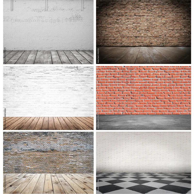 

Vinyl Custom Vintage Brick Wall Wooden Floor Photography Backdrops Photo Background Studio Prop 211218 ZXX-25