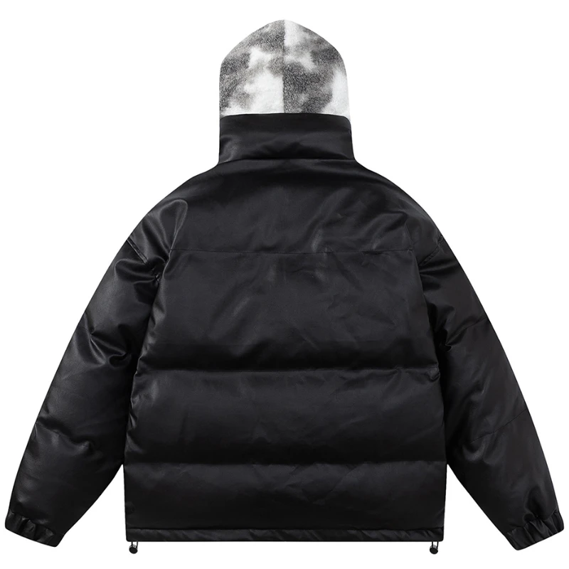 Мужская зимняя кожаная парка Женская Толстая флисовая куртка с капюшоном и