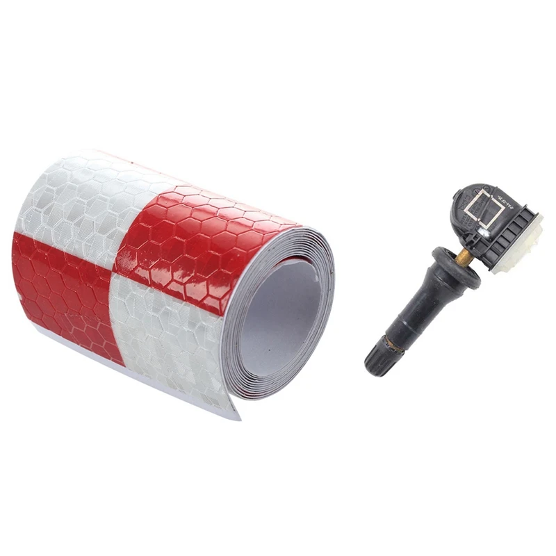 

2 Pcs Car Accessories: 1 Pcs 1M Reflective Safety Warning Conspicuity Tape Sticker & 1Pcs TPMS Tire Tyre Pressure Sensor