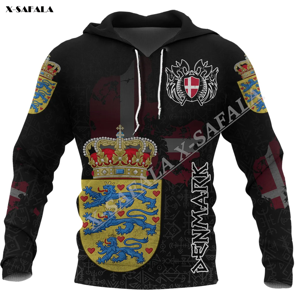 Толстовка мужская с принтом флага Одина свитшот капюшоном пуловер на молнии