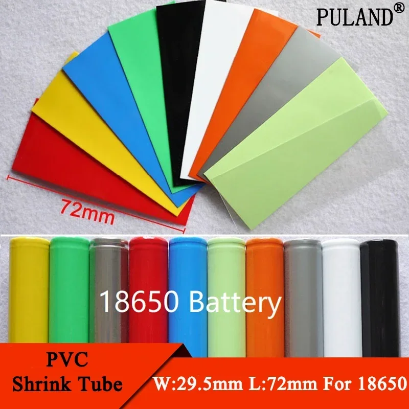 

20/100/500pcs 18650 Lipo Battery Wrap PVC Heat Shrink Tube Precut Width 29.5mm x 72mm Insulated Film Protect Case Pack Sleeving