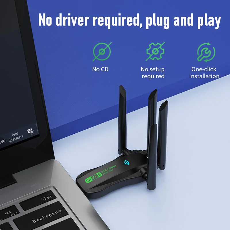 USB-адаптер Wi-Fi 1300 Мбит/с 2 4/5 ГГц 4 антенны 802.11AC