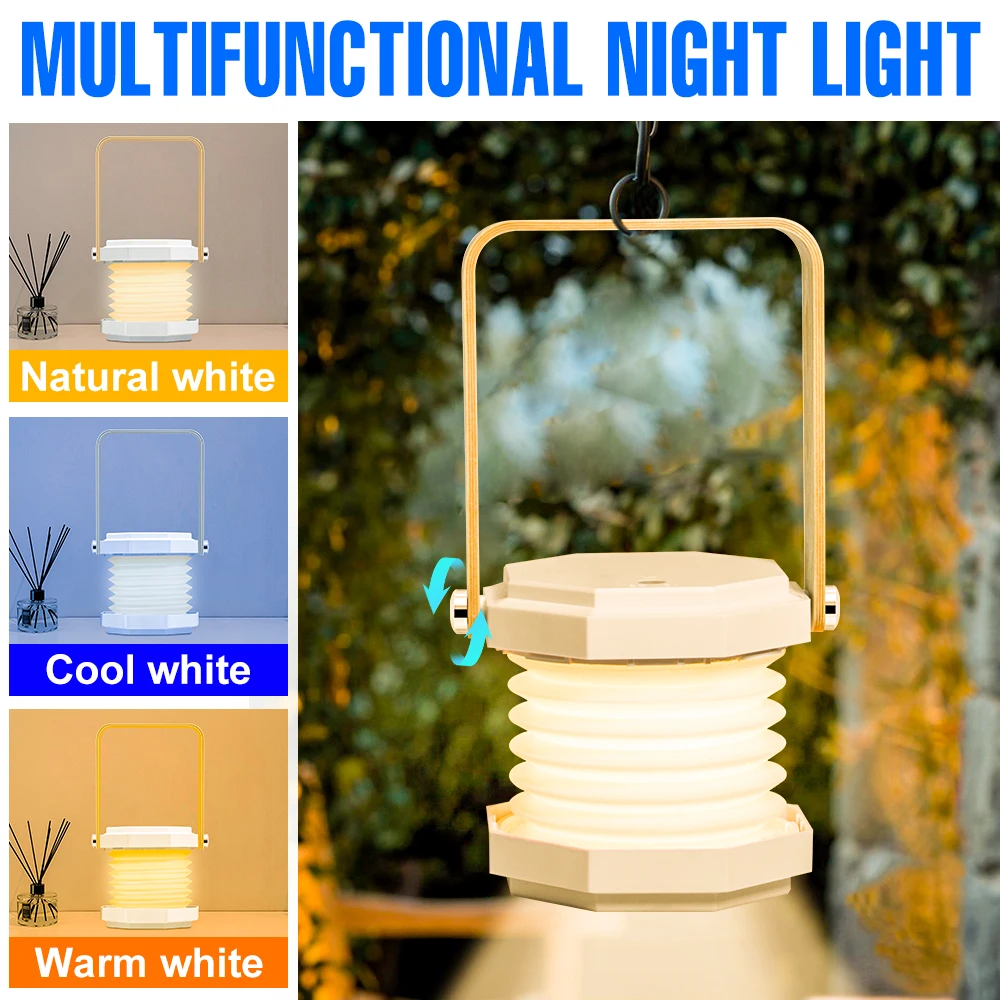 

Светодиодный ночсветильник 3 цветов, USB-зарядка, настольная лампа, портативный ночник для спальни, домашний декор, Складные светодиодные нас...