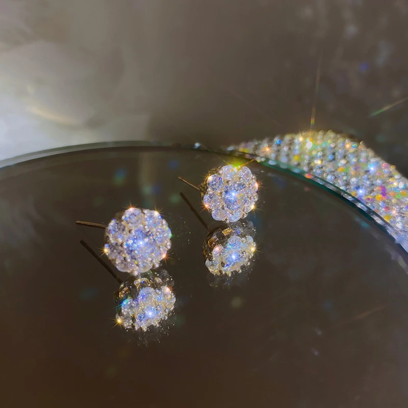 Женские серьги-гвоздики с кристаллами золотистые серьги 2017 | Украшения и