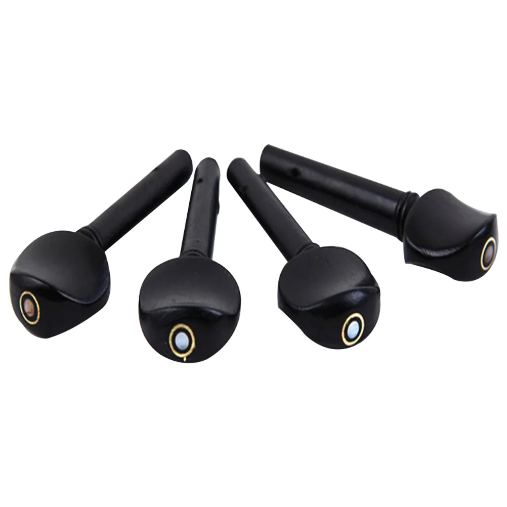 

4pcs Tuning Pegs Violin Accessories for Replacement Ebony Wood Violin Pegs (Black)