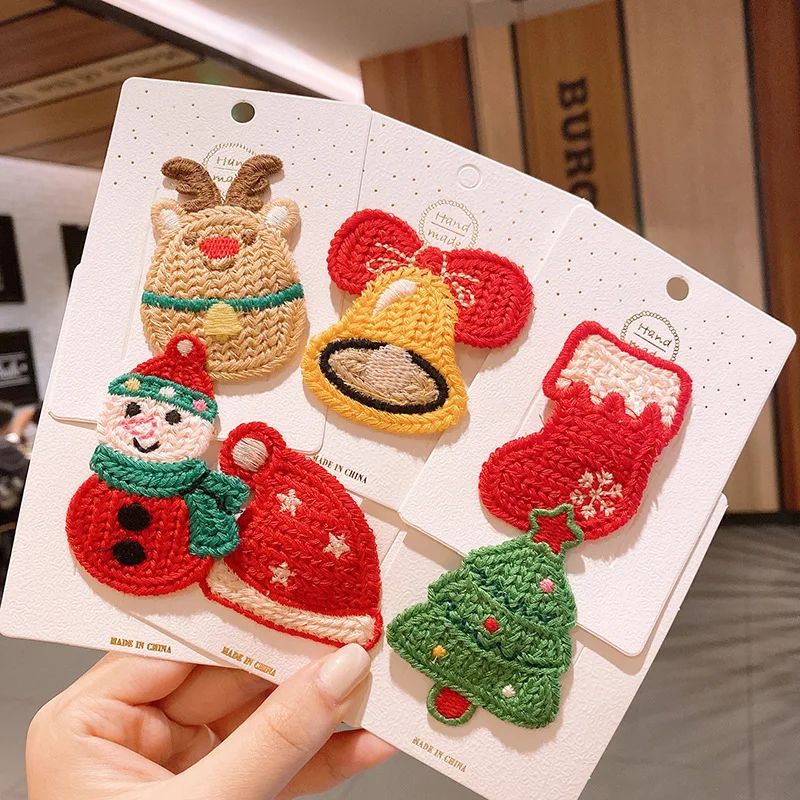 

2pcs Christmas Decoration Clip Headdress Hair Clip Snowman Christmas Tree Edge Clip Hair Clip Female Christmas Hat Hair Clip