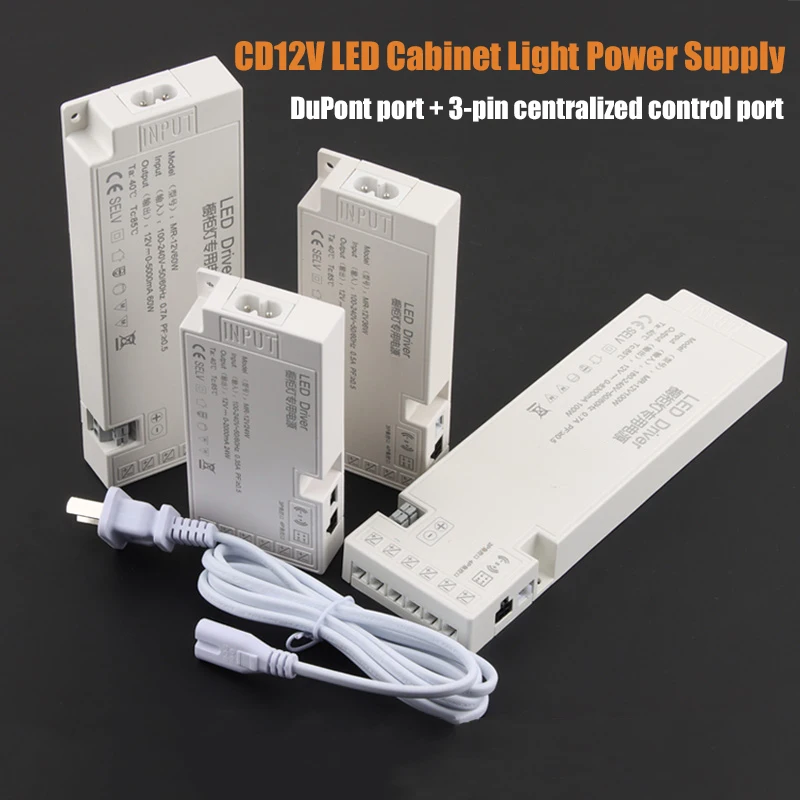 Switching Power Supply Dc 12V 18W 36W 60W 100W Transformer 100-240V Driver for Kitchen Under Cabinet Led Strip Light Eu/us Plug
