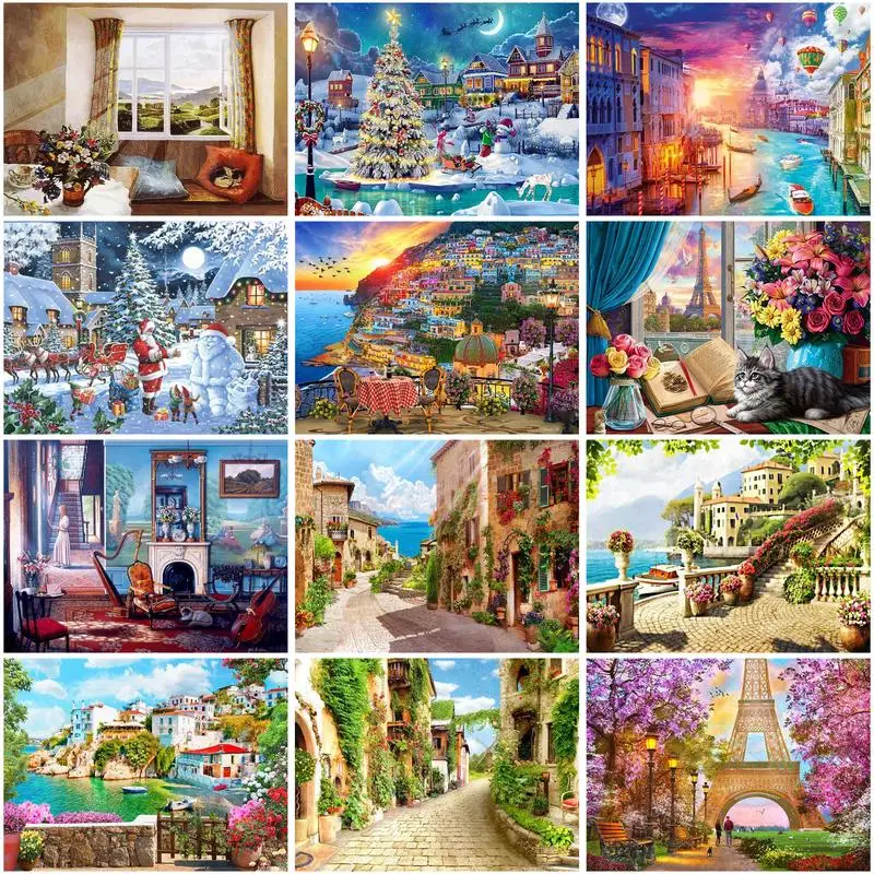 Набор для рисования по номерам на холсте пейзаж ручная роспись