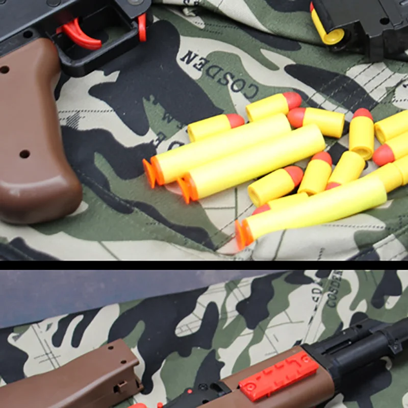 Plastic Manual AK47 Soft Rubber Ball Bullet Toy Rifle Sniper Airsoft Shooting Gun Weapons For Kids Children Boys Gifts Silah | Игрушки и