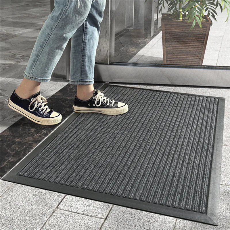 

Thin Large Doormat for Entrance Door Indoor Outdoor Stripe Red Gray Bedroom Rugs Anti Slip Hallway Door Floor Mat Kitchen Carpet