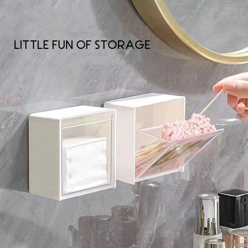 

Transparent Plastic Wall Shelf Bathroom Organizer Makeup for Cotton Swabs Makeup Case for Small Things Storage Jewelry Boxes