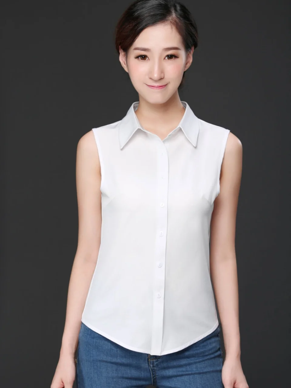 Осень и зима Новые однотонные рубашки без рукавов Женские пригородные простые