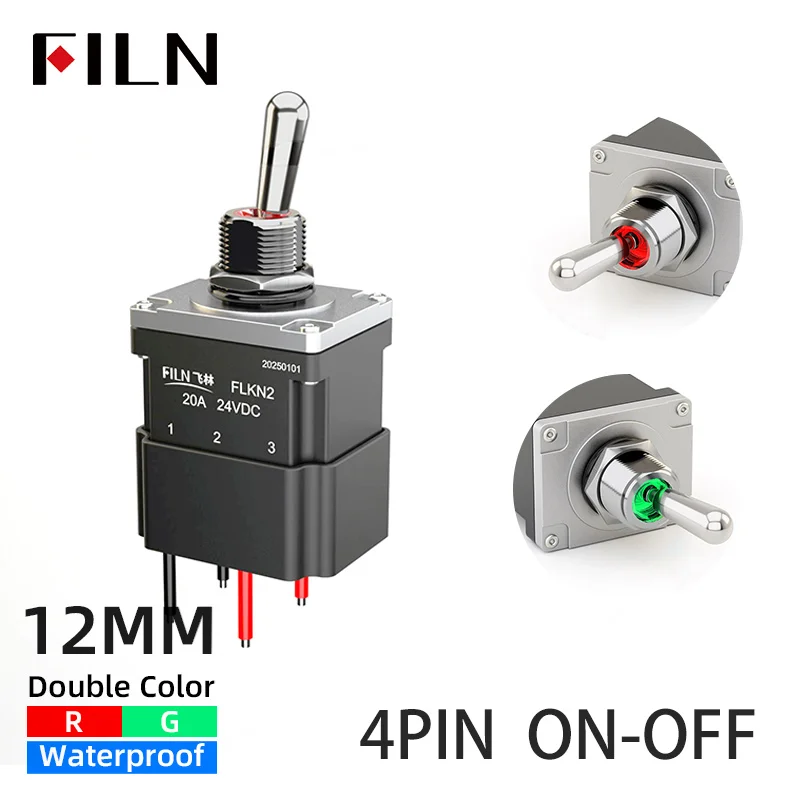 1 шт. SPDT ON-OFF/ON-OFF-ON металлический тумблер двухцветный светодиодный 4/6-контактный фиксатор IP67 водонепроницаемые промышленные кулисные переключатели 12-24 В постоянного тока