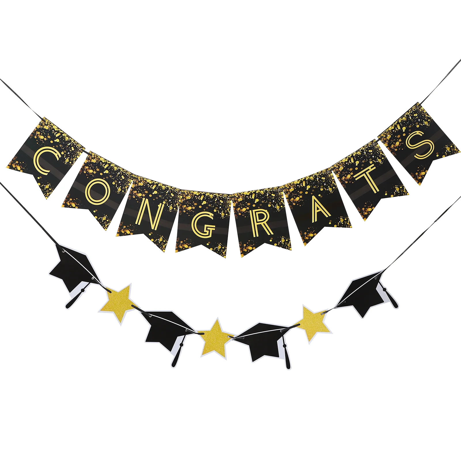 

2pcs Creative Graduation Party Hanging Flags Paper Star and Design Banners